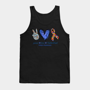 Peace Sign Heart Peace Love Understand Autism Awareness Gift Tank Top